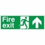 Extra large fire exit arrow up sign with running man symbol