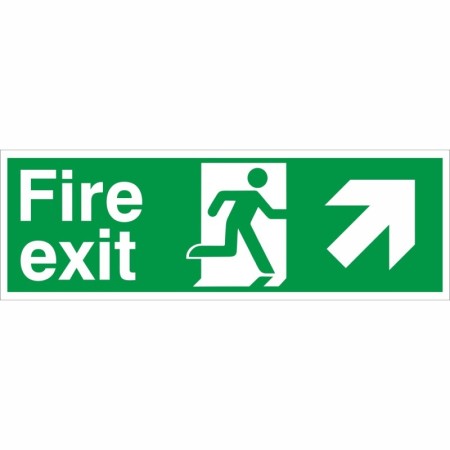 Fire Exit Arrow Up Right emergency escape route sign