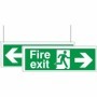 Fire exit left and right arrows double sided hanging sign
