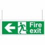  Ceiling mounted fire exit sign with left arrow and emergency escape symbol