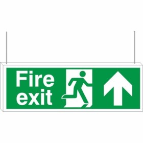 Fire exit up arrow double sided hanging sign