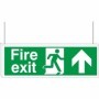 Fire exit up arrow double sided hanging sign