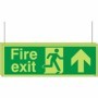  Suspended glow in the dark fire exit sign with upward arrow and running figure