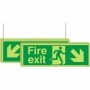  Double sided glow in the dark fire exit sign with angled escape arrows