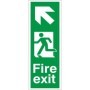 Fire Exit Arrow Up Left safety sign with directional arrow and running man symbol