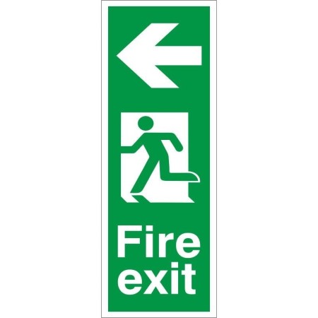 Fire Exit Arrow Left emergency exit direction sign in portrait