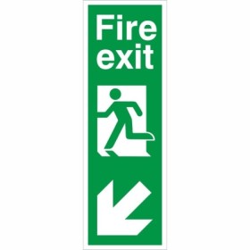 Fire Exit Arrow Down Left Safety Sign