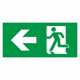 Fire exit arrow left emergency escape route sign