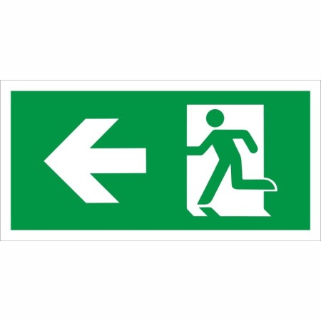Fire exit arrow left emergency escape route sign
