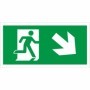 Fire exit symbol only sign with arrow pointing down right for emergency exit guidance