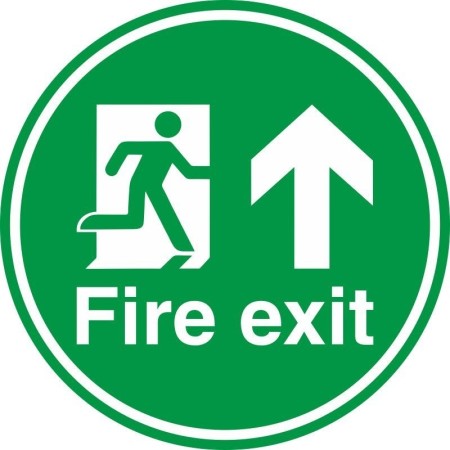 Fire Exit Up Arrow Floor Safety Sign with emergency escape symbol
