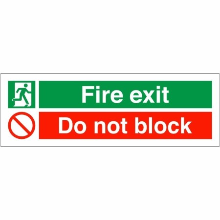 Fire exit do not block safety sign with emergency exit symbol