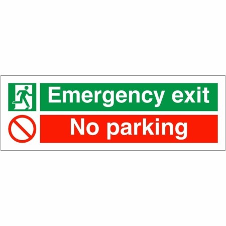 Emergency exit no parking safety sign