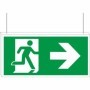 Double sided fire exit right sign with running man and right arrow