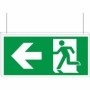  Ceiling mounted emergency exit sign with left arrow and running man symbol