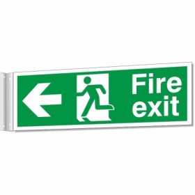 Fire Exit Arrow Left Corridor Sign with left arrow and running man symbol