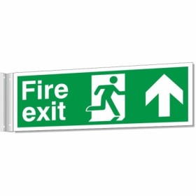 Fire Exit Arrow Up Corridor Sign with running man symbol and upward directional arrow