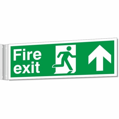 Fire Exit Arrow Up Corridor Sign with running man symbol and upward directional arrow