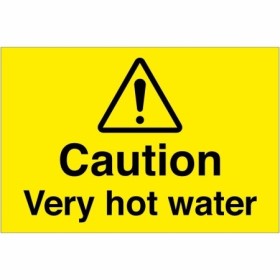 Caution very hot water temperature warning sign