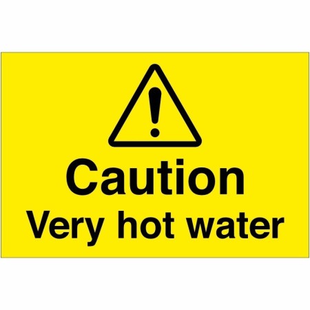 Caution very hot water temperature warning sign