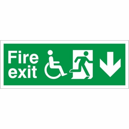 Refuge Fire Exit Down emergency safety sign