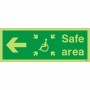  Photoluminescent safe area left refuge sign with wheelchair evacuation symbol