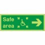  Glow in the dark safe area right emergency direction sign