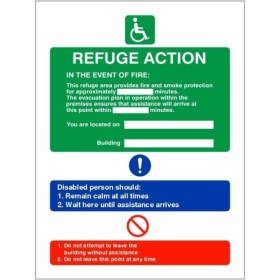 Fire Action Refuge emergency safety sign