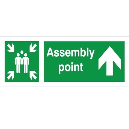 Assembly Point Arrow Up emergency evacuation sign with upward arrow