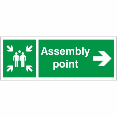 Assembly Point Arrow Right emergency evacuation safety sign