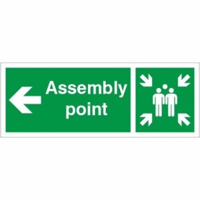 Assembly Point Arrow Left emergency evacuation safety sign