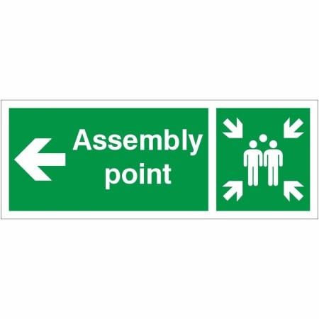Assembly Point Arrow Left emergency evacuation safety sign