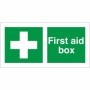 First Aid Box safety sign with white cross on green background