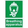 Breathing Apparatus First Aid safety sign with respiratory mask symbol on green background