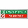 Emergency exit no parking brushed aluminium safety sign
