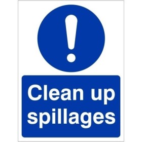Clean Up Spillages mandatory safety sign