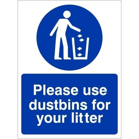 Please Use Dustbins For Your Litter mandatory safety sign
