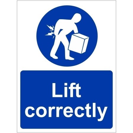 Lift Correctly mandatory safety sign