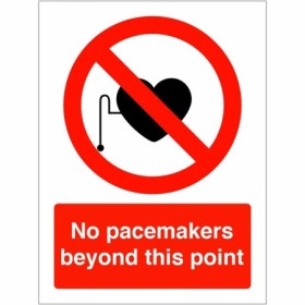 No Pacemakers Beyond This Point prohibition safety sign