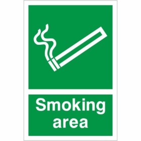 Smoking area safety sign with cigarette symbol