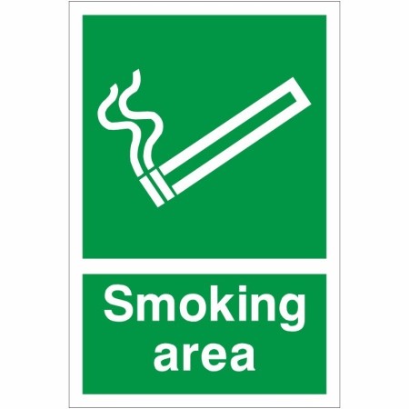 Smoking area safety sign with cigarette symbol