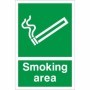 Smoking area safety sign with cigarette symbol