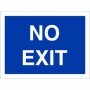 No exit traffic sign with white text on blue background