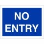 No entry traffic sign with white text on blue background