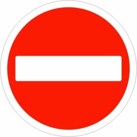No entry traffic sign with red circular symbol and white horizontal bar