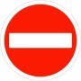 No entry traffic sign with red circular symbol and white horizontal bar