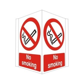 Double-sided no smoking projecting safety sign