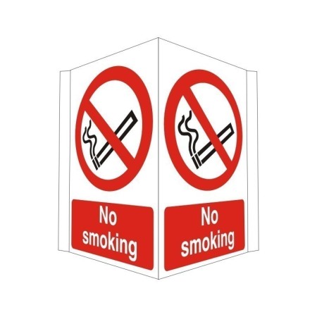 Double-sided no smoking projecting safety sign