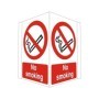 Double-sided no smoking projecting safety sign