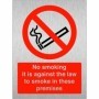 No Smoking It Is Against The Law To Smoke In These Premises Sign | Safety Signs UK